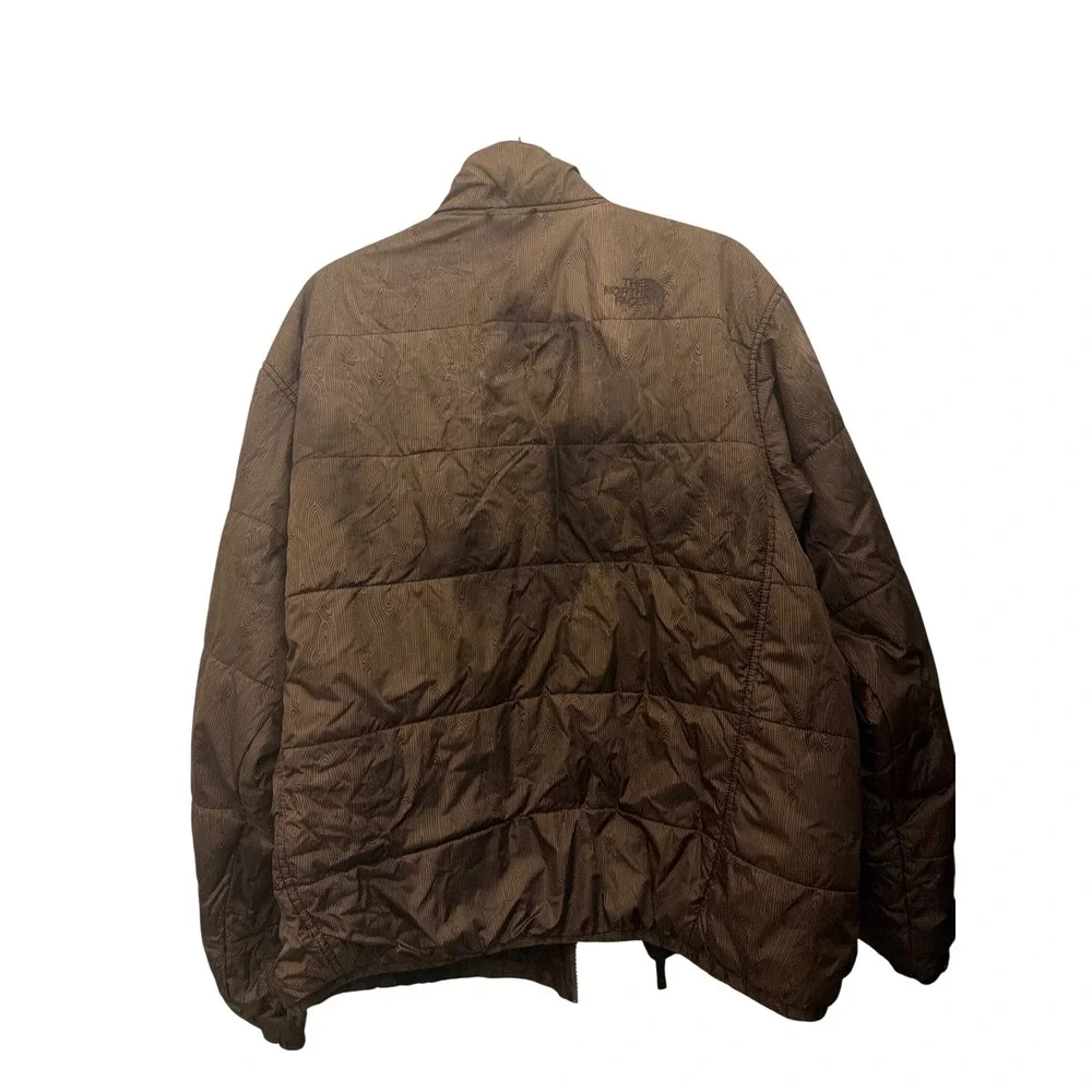 The North Face Jacket Brown Print Puffer Mens Large Full Zip